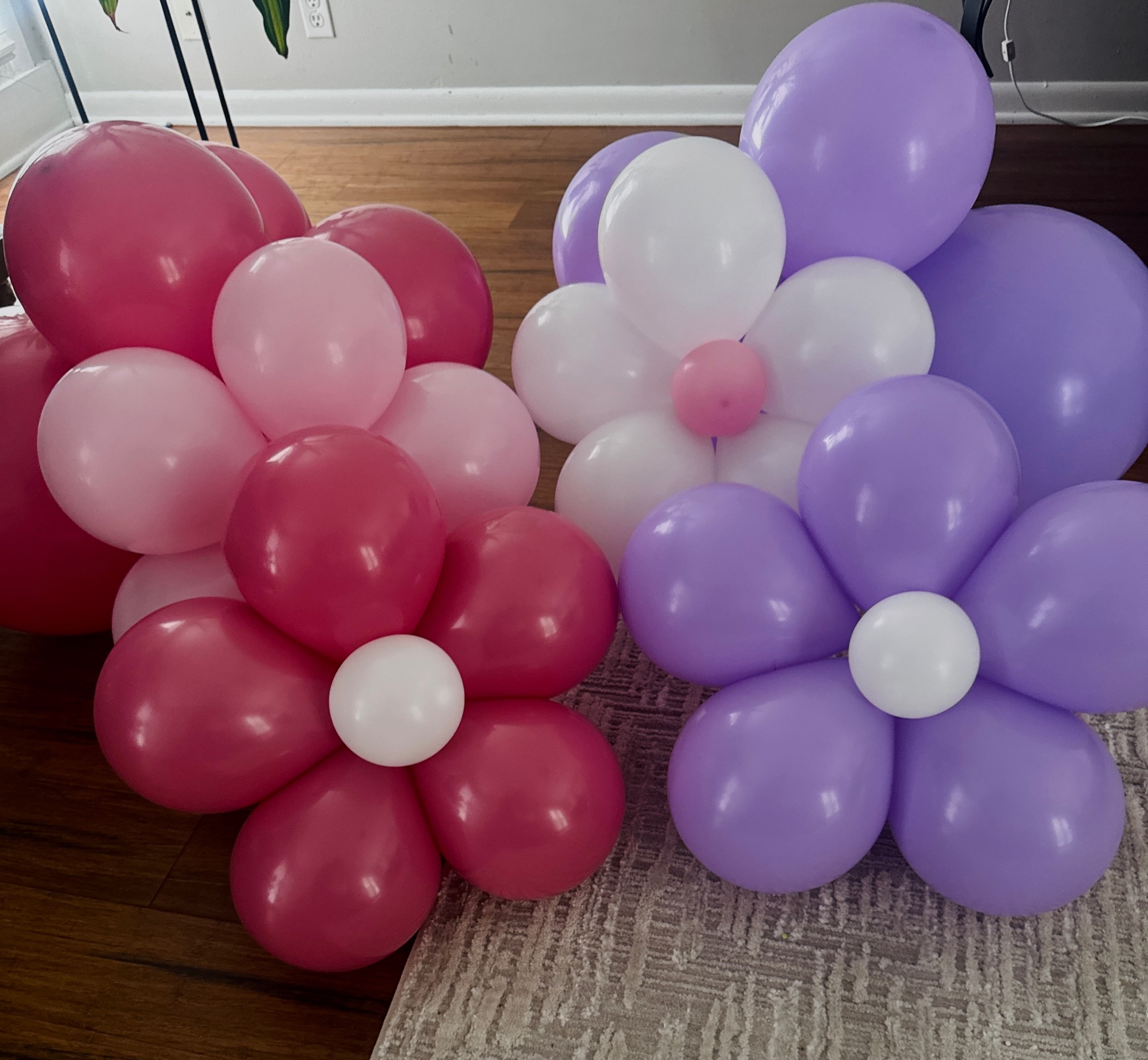 Pink, magenta, purple and white balloon flower clusters